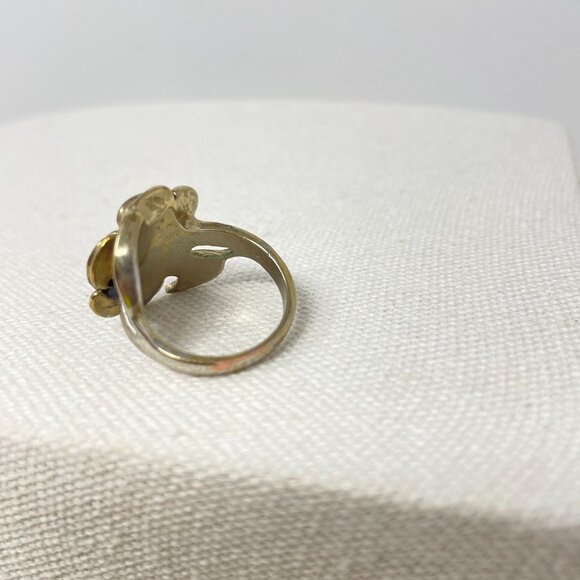 Rose Shaped Silver-Tone Ring Goth Witchy Whimsigoth Floral Flower Gothic - Picture 7 of 11